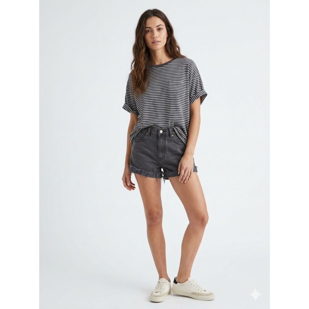 PacSun Women's Size 27 Dark Gray Black Stretch Mom Shorts High Rise Cut Off